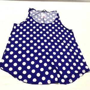Sheila Rose Size 2X Tank Top Blue White Sleeveless Tank Stretch Polka Dot New